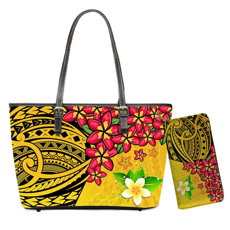 Golden Polynesian 2pcs/set Handbags Brand Design Hawaii Plumeria Pattern PU Leather Shoulder Bags for Women Beach Tote Bags
Golden Polynesian 2pcs/set Handbags Brand Design Hawaii Plumeria Pattern PU Leather Shoulder Bags for Women Beach Tote Bags