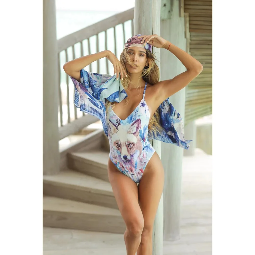 Women Low-Cut Swimsuit one-piece halter swimwear monokini Bikini Backless Fox Printed Swim wear Push Up Bathing Suit Biquini
Women Low-Cut Swimsuit one-piece halter swimwear monokini Bikini Backless Fox Printed Swim wear Push Up Bathing Suit Biquini