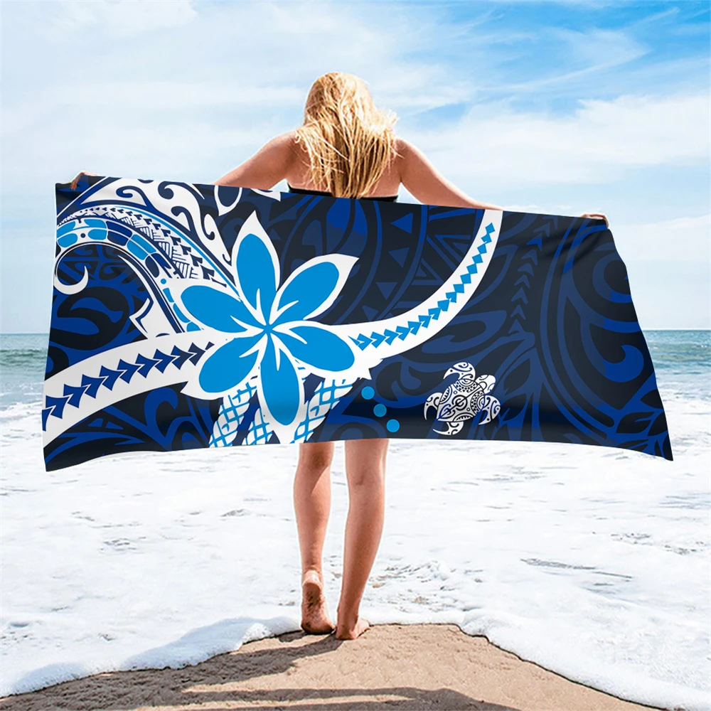 

Новое поступление, быстросохнущие пляжные полотенца большого размера, полинезийская Плюмерия, черепаха, впитывающие банные полотенца для ...