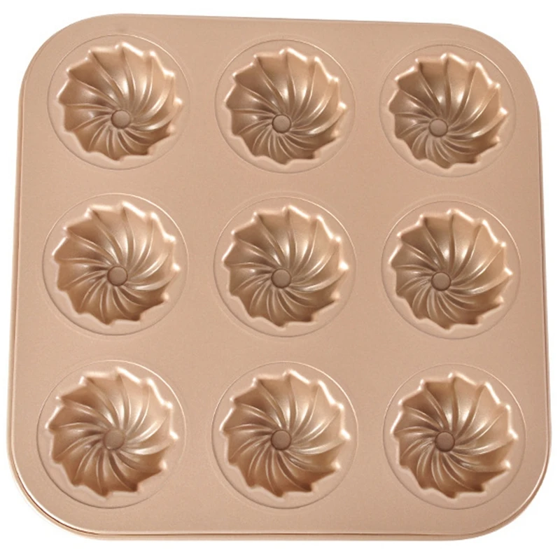 New Donut Mold Baking Pan 9-Cavity Spiral Design Non-Stick Doughnut Baking Pan Bagel Molds Chocolate Cake Dessert DIY Decor Tool