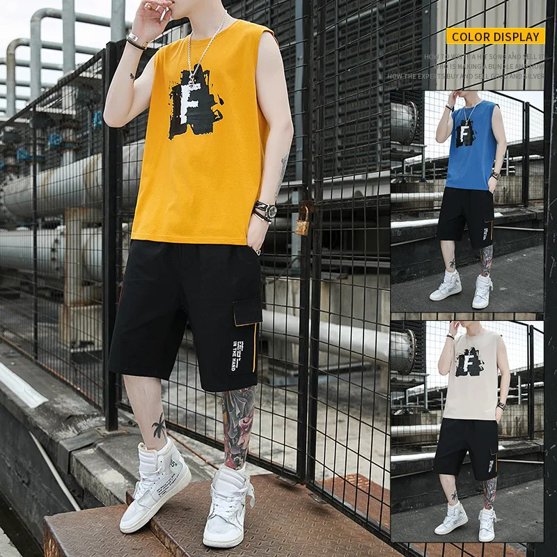 2021 Summer Sleeveless T-shirt Loose Korean Fashion Sports Casual Vest Suit Student Summer Wear t shirt
2021 Summer Sleeveless T-shirt Loose Korean Fashion Sports Casual Vest Suit Student Summer Wear t shirt