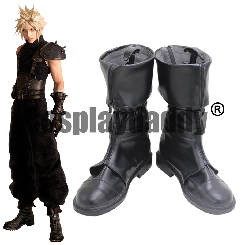 

Final Fantasy VII 7 Remake Nibelheim AVALANCHE Member Cloud Strife Cosplay Black Shoes Boots X002
