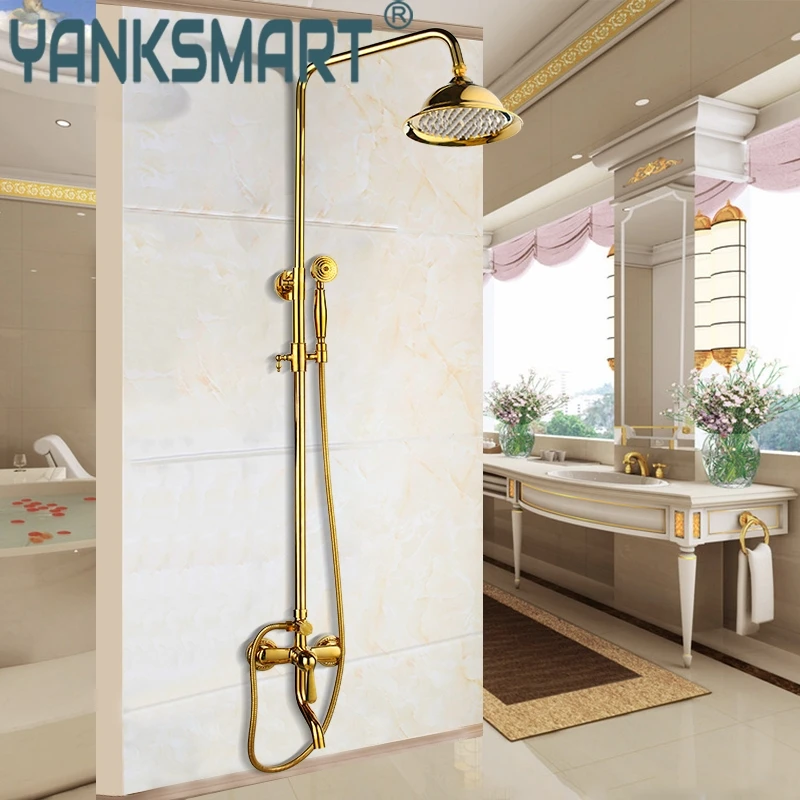 gold shower faucet torneira banheiro brass wall mount rainfall spray head shower with hand shower bathroom luxury shower system
gold shower faucet torneira banheiro brass wall mount rainfall spray head shower with hand shower bathroom luxury shower system