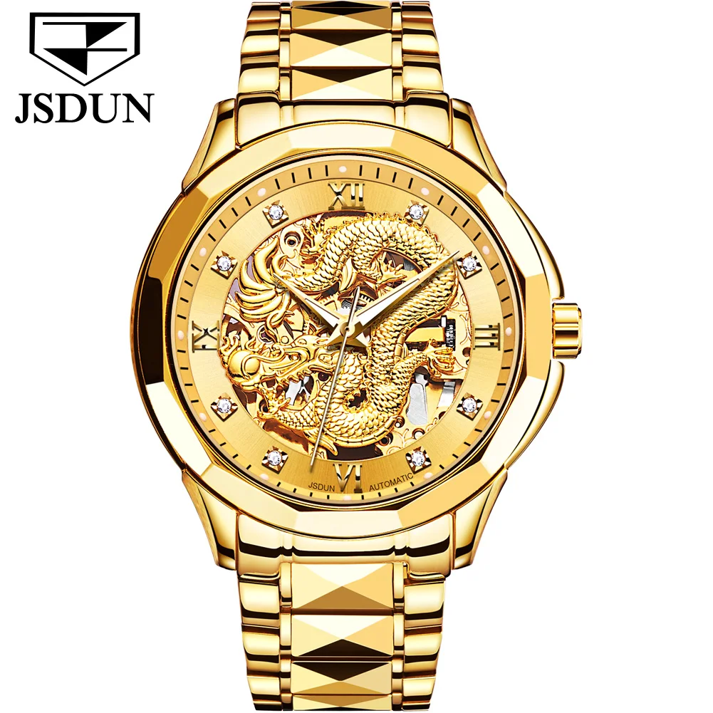 

2021 Automatic Tourbillon Watch For Man Dragon Golden Wristwatch Luxury Bussines Clock Relojes para hombres With Gift Box