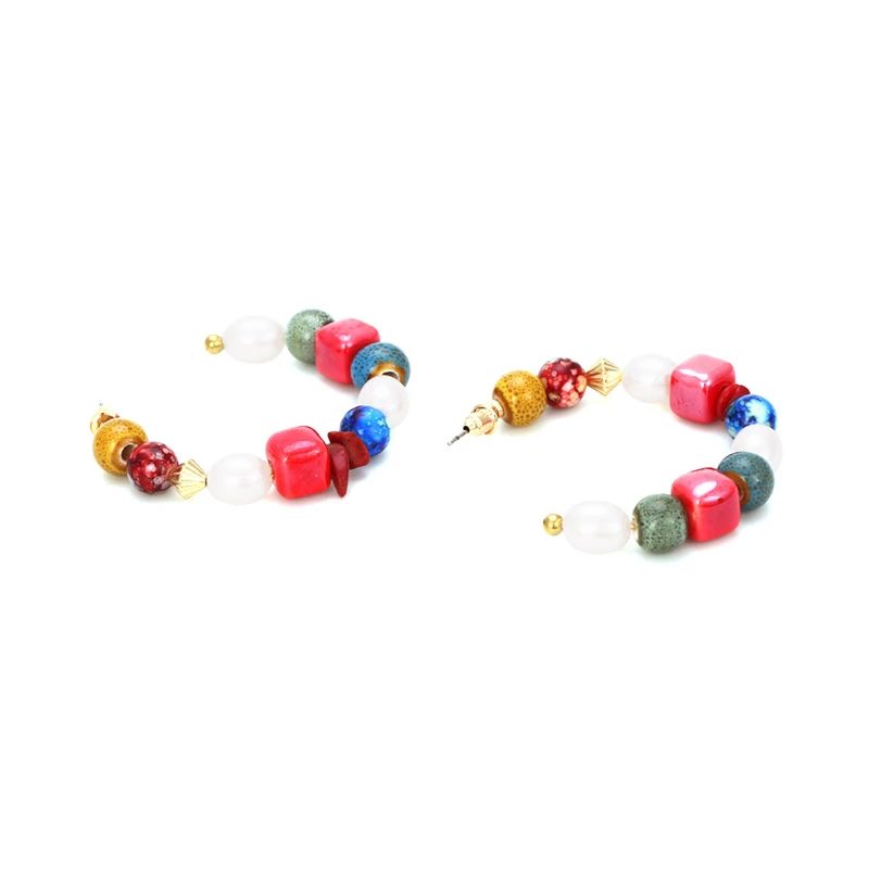 Fashion C-shaped Colorful Ceramic Beaded Earrings Retro Street Shooting Pearl Earring Earrings Female Party Gift
Fashion C-shaped Colorful Ceramic Beaded Earrings Retro Street Shooting Pearl Earring Earrings Female Party Gift