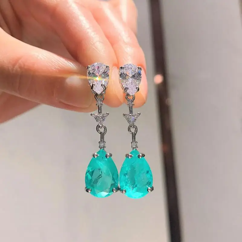 2021 New 925 Sterling Silver Paraiba Tourmaline Gemstone Long Pendant Necklace Drop Earrings Wedding Fine Jewelry Set For Women
2021 New 925 Sterling Silver Paraiba Tourmaline Gemstone Long Pendant Necklace Drop Earrings Wedding Fine Jewelry Set For Women