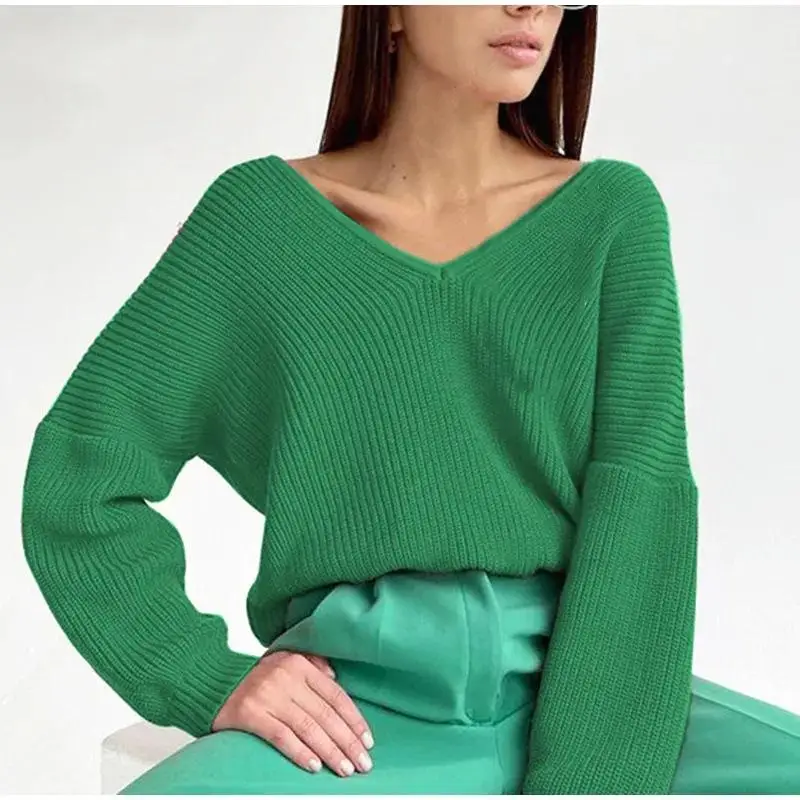 Green Sweater for Women Solid Color V Neck Casual Loose Pullover Sweater Commuter Office Clothing 2021 Fall/winter Outings New
Green Sweater for Women Solid Color V Neck Casual Loose Pullover Sweater Commuter Office Clothing 2021 Fall/winter Outings New