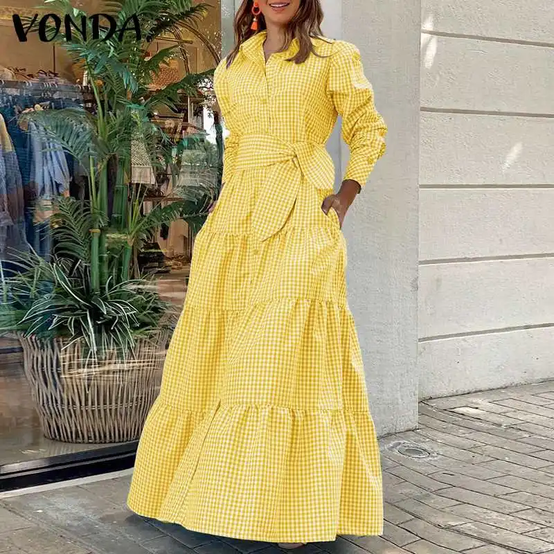 VONDA 2021 Women Long Sleeve Shirt Dress Party Maxi Dresses Casual Lapel Button Vintage Belted Pockets Femme Long Robes Oversize
VONDA 2021 Women Long Sleeve Shirt Dress Party Maxi Dresses Casual Lapel Button Vintage Belted Pockets Femme Long Robes Oversize