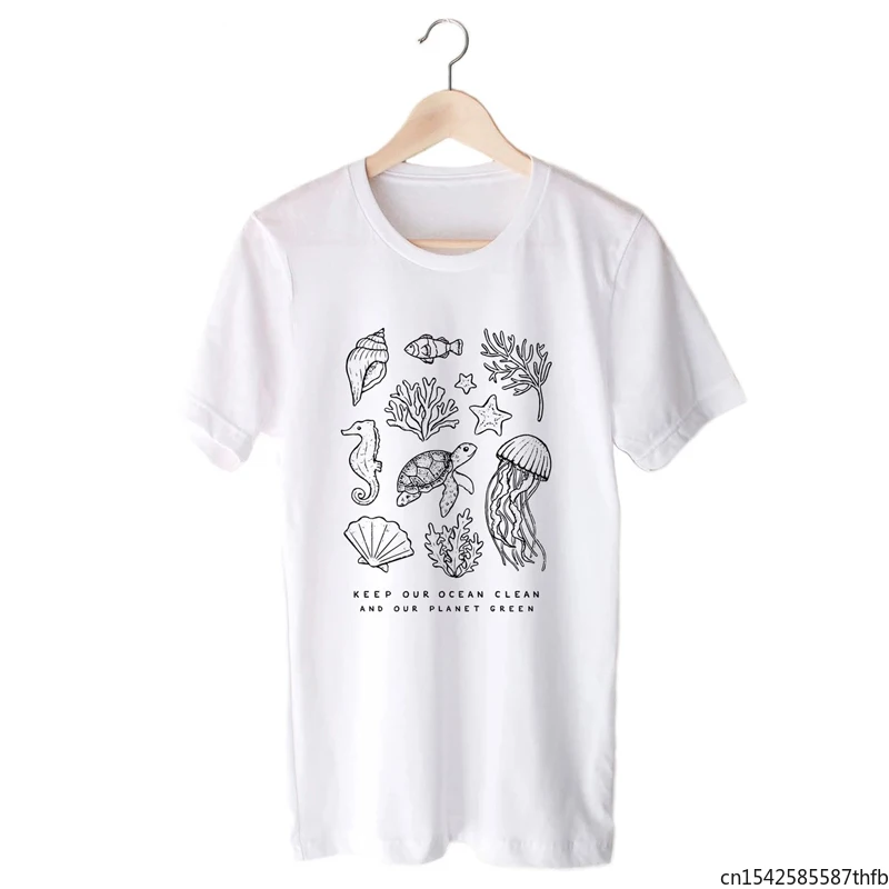 Unisex Keep Our Ocean Clean And Our Planet T-shirt Fashion Women Graphic Vegan Tee Top Summer O-Neck Grunge Slogan
Unisex Keep Our Ocean Clean And Our Planet T-shirt Fashion Women Graphic Vegan Tee Top Summer O-Neck Grunge Slogan