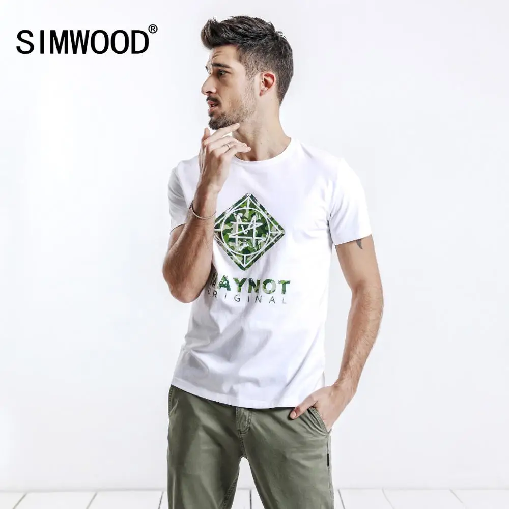 SIMWOOD Новинка 2020 брендовые летние футболки с коротким рукавом мужские из 100% хлопка
