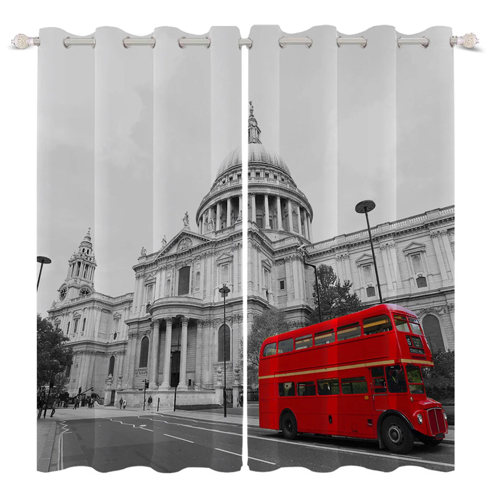 British Style Urban Architecture Red Bus Window Curtains Perforated Blackout Cortinas For Living Room Bedroom With Hook
British Style Urban Architecture Red Bus Window Curtains Perforated Blackout Cortinas For Living Room Bedroom With Hook