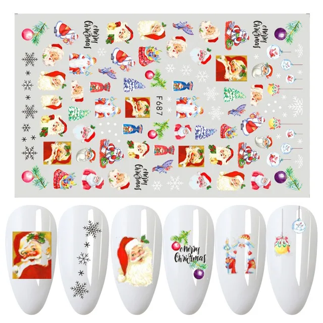 

Набор наклеек для ногтей Рождественская серия Хэллоуин Снежинка Санта-Клаус зимний дизайн наклейки для ногтевого дизайна украшения для ма...