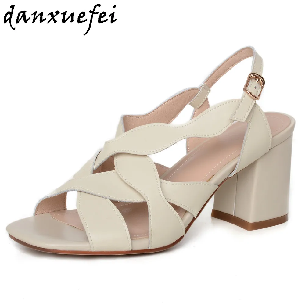 Women's genuine leather thick high heel open toe summer sandals cross strap elegant ladies OL style comfortable dress shoes sale
Women's genuine leather thick high heel open toe summer sandals cross strap elegant ladies OL style comfortable dress shoes sale