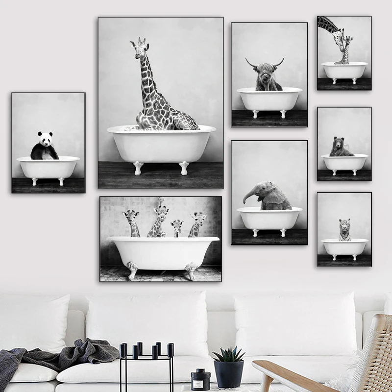 Baby animals in the bathtub poster elephant lion panda giraffe pig cow canvas painting nursery mural Nordic picture kids room de
Baby animals in the bathtub poster elephant lion panda giraffe pig cow canvas painting nursery mural Nordic picture kids room de