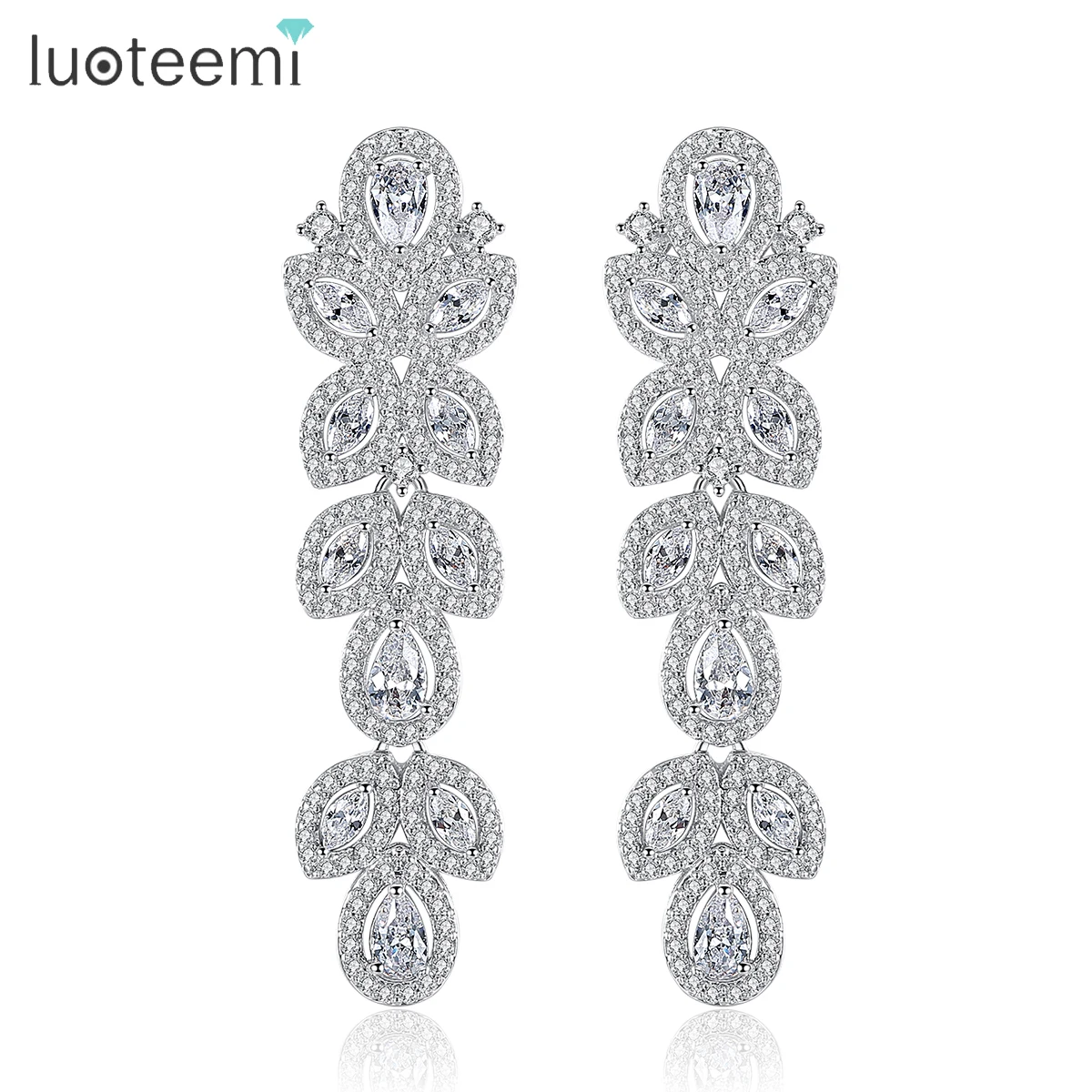 LUOTEEMI Fashion White Gold-color Clear Zircon CZ Drop Bridal Long Dangle Earrings for Women Fashion Luxury Wedding Jewelry
LUOTEEMI Fashion White Gold-color Clear Zircon CZ Drop Bridal Long Dangle Earrings for Women Fashion Luxury Wedding Jewelry