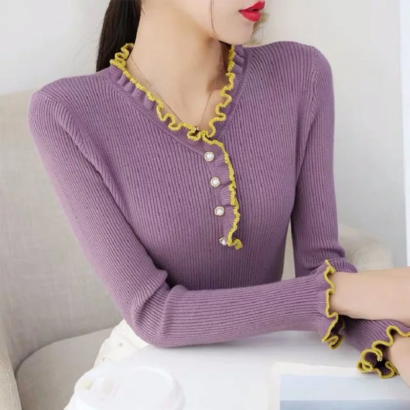 Футболка женская вязаная с длинным рукавом, модный топ для самостоятельного выравнивания, подходящий цвет, на весну-осень 
Футболка женская вязаная с длинным рукавом, модный топ для самостоятельного выравнивания, подходящий цвет, на весну-осень