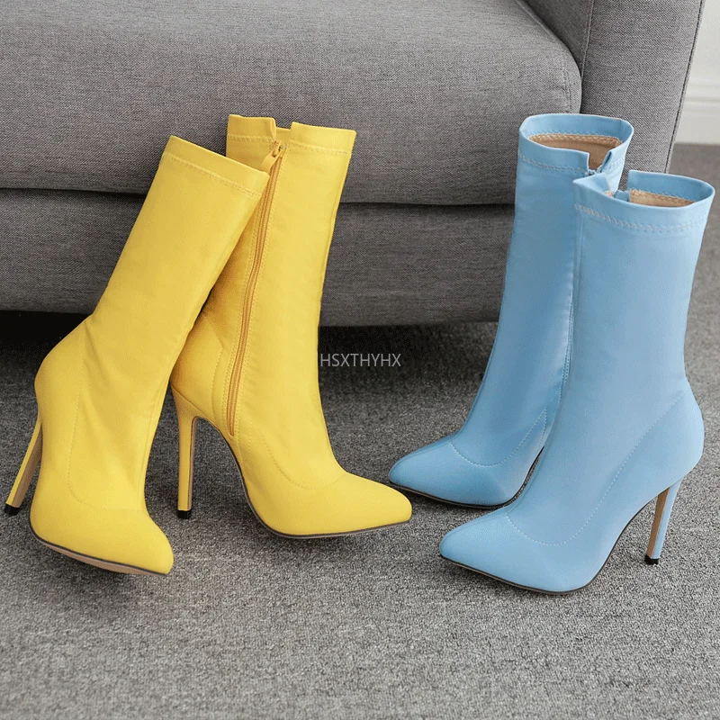 Women Shoes Pointed Toe Elastic Boots Candy Color Cloth Boots High Heel Socks Boots Thin High Heels Women Pumps Size 35-40
Women Shoes Pointed Toe Elastic Boots Candy Color Cloth Boots High Heel Socks Boots Thin High Heels Women Pumps Size 35-40