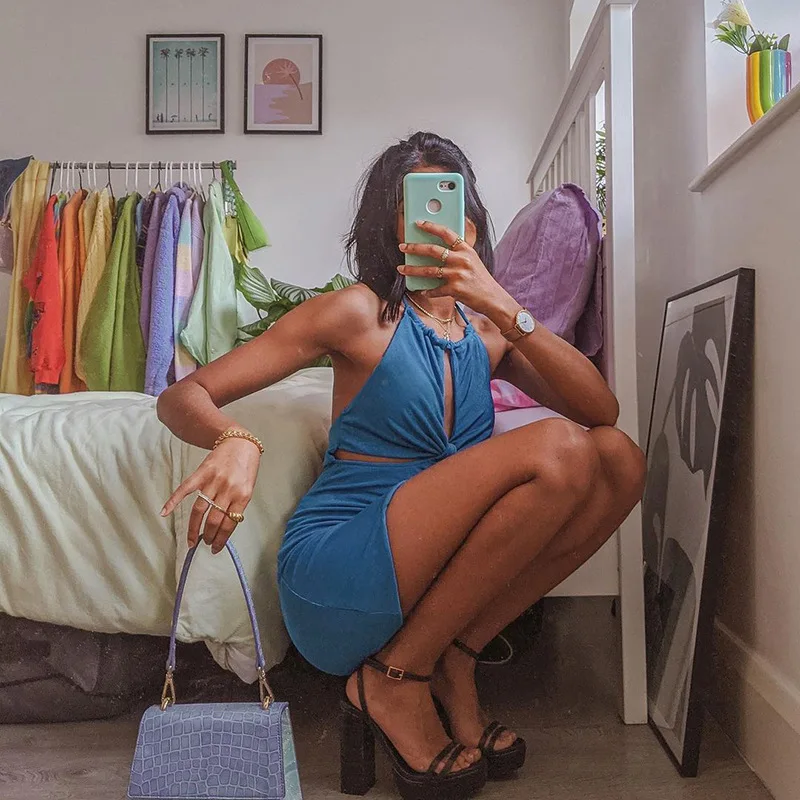 Halter Cut-Out Sexy Backless Women's Mini Dress Elegant Club Party Sleeveless 2021 Summer Dress Holiday Birthday Party Dress
Halter Cut-Out Sexy Backless Women's Mini Dress Elegant Club Party Sleeveless 2021 Summer Dress Holiday Birthday Party Dress