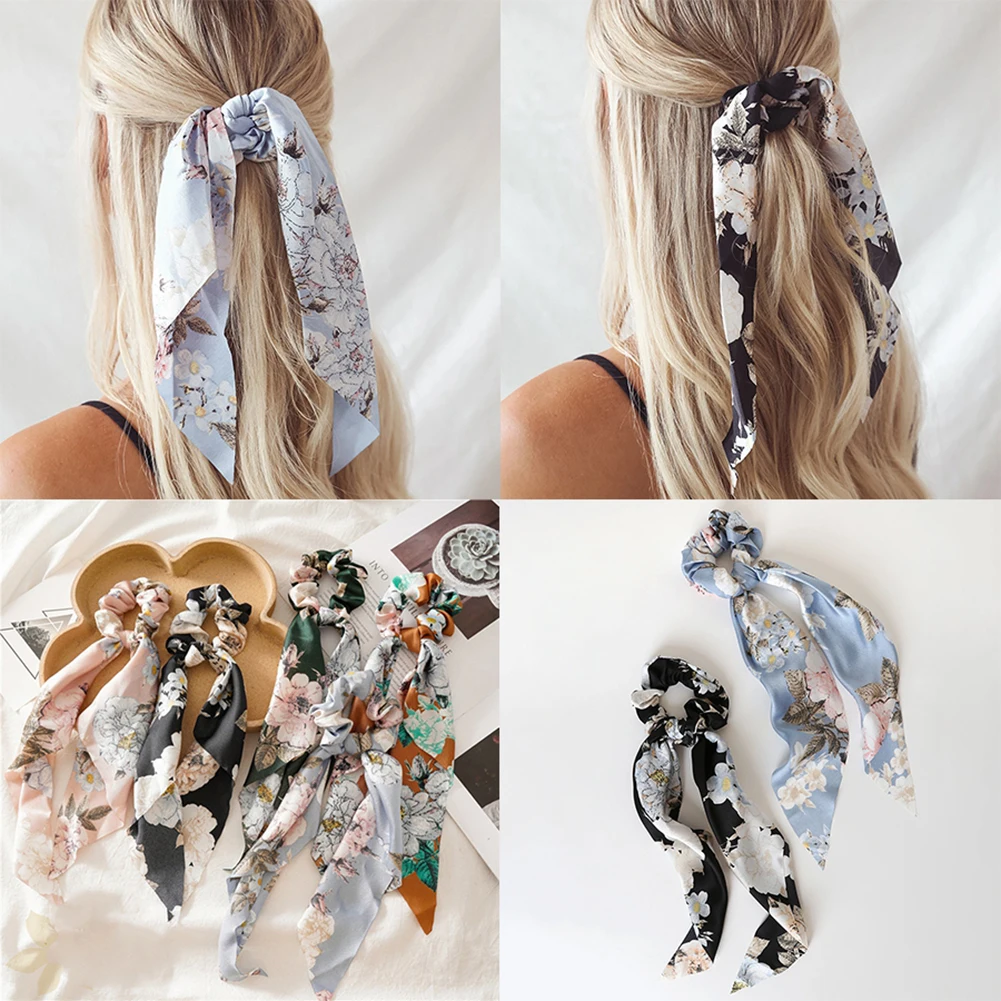 Bohemian Floral Print Bow Satin Long Ribbon Ponytail Scarf Hair Tie Scrunchies Women Girls Elastic Hair Bands Hair Accessories
Bohemian Floral Print Bow Satin Long Ribbon Ponytail Scarf Hair Tie Scrunchies Women Girls Elastic Hair Bands Hair Accessories