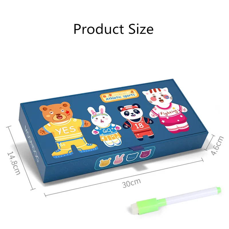 Children's Wooden Animal Dress-up Show Toy Four Little Bears Dress-up Magnetic Spell Fight Early Education Educational Fun Toy 
Children's Wooden Animal Dress-up Show Toy Four Little Bears Dress-up Magnetic Spell Fight Early Education Educational Fun Toy