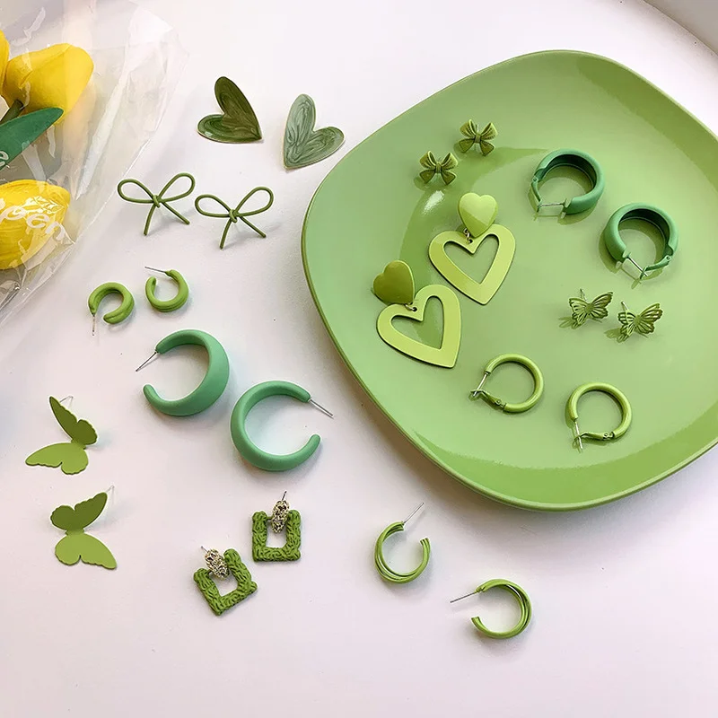 Minar Summer Multiple Green Color Love Heart Geometric Bowknot Dangle Earring for Women Butterfly C Shape Flower Earring Jewelry
Minar Summer Multiple Green Color Love Heart Geometric Bowknot Dangle Earring for Women Butterfly C Shape Flower Earring Jewelry