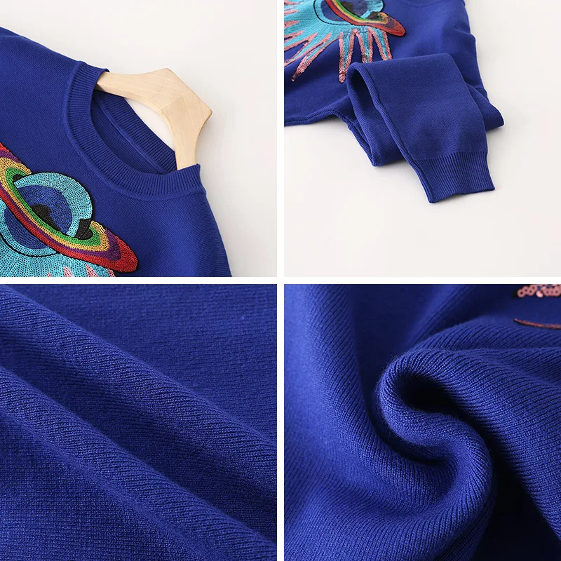 Женский вязаный свитер осень 2020 новый с круглым вырезом в уличном стиле