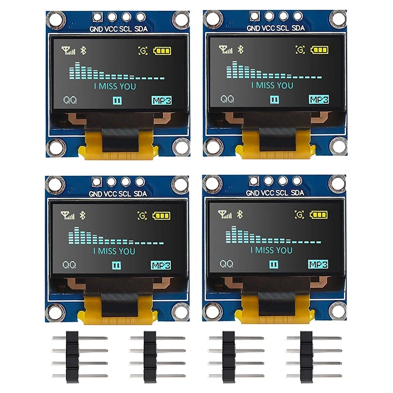 4Pcs OLED Display Module I2C IIC 128x64 0.96 Inch Display Module SSD1315 for Arduino UNO R3 STM with Pins
4Pcs OLED Display Module I2C IIC 128x64 0.96 Inch Display Module SSD1315 for Arduino UNO R3 STM with Pins