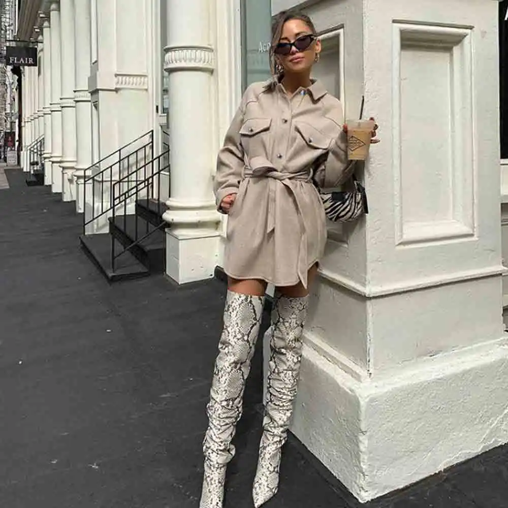 Women Coat Long Sleeve Turn-down Collar Jacket Women Sashes Pockets Loose Shirt Outwear Winter Warm Casual Streetwear
Women Coat Long Sleeve Turn-down Collar Jacket Women Sashes Pockets Loose Shirt Outwear Winter Warm Casual Streetwear