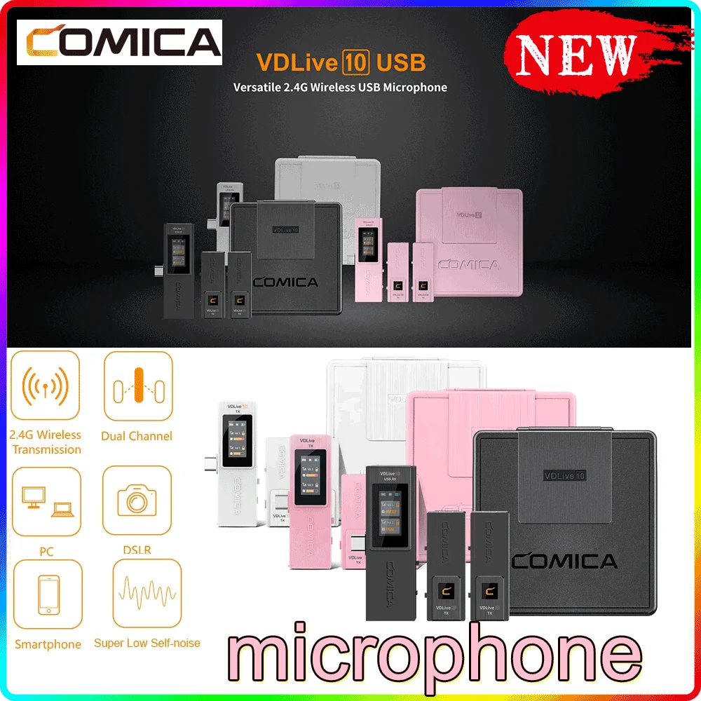 Двухканальный беспроводной микрофон Comica VDLive10, 2,4 ГГц, портативный микрофон для телефонов iPhone, Android, ПК, камера, зум, запись видео для встреч
Двухканальный беспроводной микрофон Comica VDLive10, 2,4 ГГц, портативный микрофон для телефонов iPhone, Android, ПК, камера, зум, запись видео для встреч