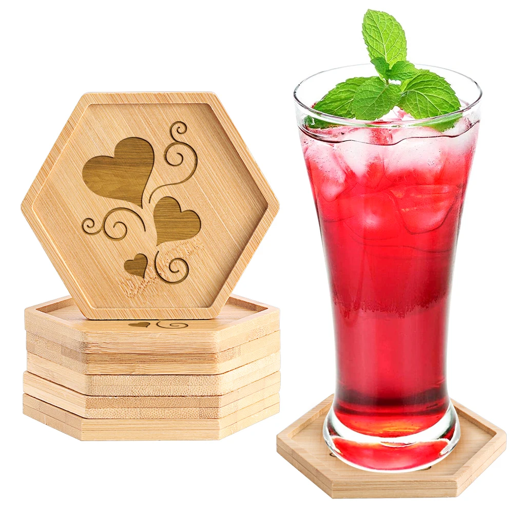 Customizable Coasters Love Style High Quality Hexagonal Wooden Coaster Insulation Non-Slip Polygonal Coffee Drink Mat 4/6 Pieces
Customizable Coasters Love Style High Quality Hexagonal Wooden Coaster Insulation Non-Slip Polygonal Coffee Drink Mat 4/6 Pieces