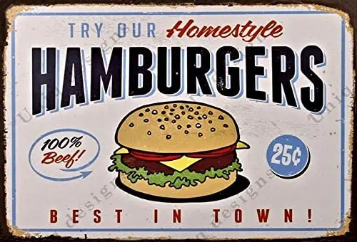 UNiQ Designs Metal Tin Signs - Best in Town Hamburgers Food Sign - Hamburger Decorations Metal Food Signs Hamburger Sign
UNiQ Designs Metal Tin Signs - Best in Town Hamburgers Food Sign - Hamburger Decorations Metal Food Signs Hamburger Sign