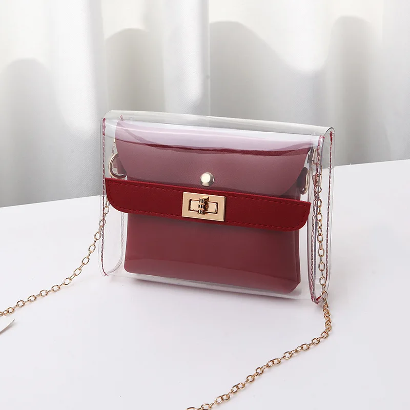 Transparent Clear PVC Jelly Shoulder Bag Fashion Summer Women Girl Purse Handbag Long Chain Phone Mini Crossbody Messenger Bags
Transparent Clear PVC Jelly Shoulder Bag Fashion Summer Women Girl Purse Handbag Long Chain Phone Mini Crossbody Messenger Bags