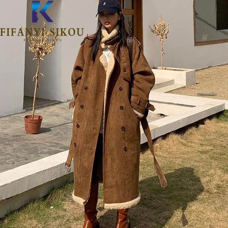 2021 Winter Long Coat Women Suede Jacket Lambswool Thick Warm Overcoat Double Breasted Fashion Loose Faux Leather Jacket Female
2021 Winter Long Coat Women Suede Jacket Lambswool Thick Warm Overcoat Double Breasted Fashion Loose Faux Leather Jacket Female