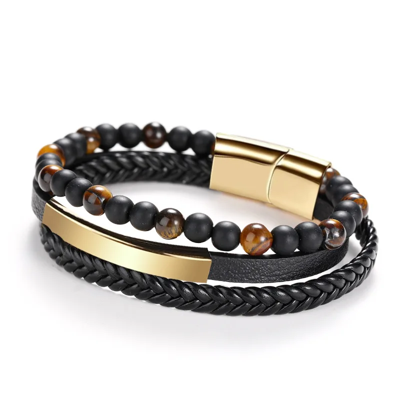 Multi Layer Leather Woven Bracelet Men's Punk Handmade Alloy Magnetic Buckle Bracelet Handle Stainless Steel
Multi Layer Leather Woven Bracelet Men's Punk Handmade Alloy Magnetic Buckle Bracelet Handle Stainless Steel