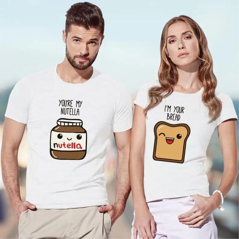 Nutella и хлеб футболка парный подарочный набор рубашка для пары его ее рубашки