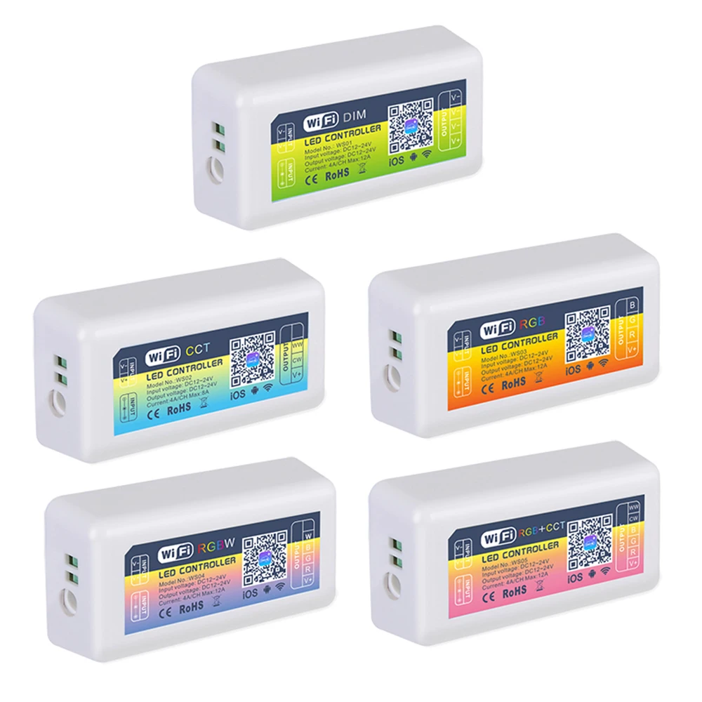 LED Lamp Controller DIM CCT RGB RGBW RGBWW WIFI Strip Light Controller 12V-24V 12A APP iOS Android Smartphone 
LED Lamp Controller DIM CCT RGB RGBW RGBWW WIFI Strip Light Controller 12V-24V 12A APP iOS Android Smartphone