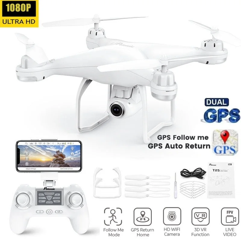 

Potensic T25 2.4Ghz RC Drone 1080P Wifi FPV HD Camera Altitude Hold One Key Return/Landing Take Off Headless Mode RC Quadcopter