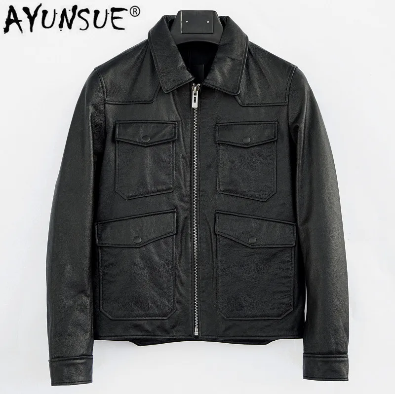 AYUNSUE Men's Genuine Leather Jacket Short 100% Sheepskin Coat Men Casual Fashion Spring Autumn Real Leather Jackets 0616 KJ4548
AYUNSUE Men's Genuine Leather Jacket Short 100% Sheepskin Coat Men Casual Fashion Spring Autumn Real Leather Jackets 0616 KJ4548