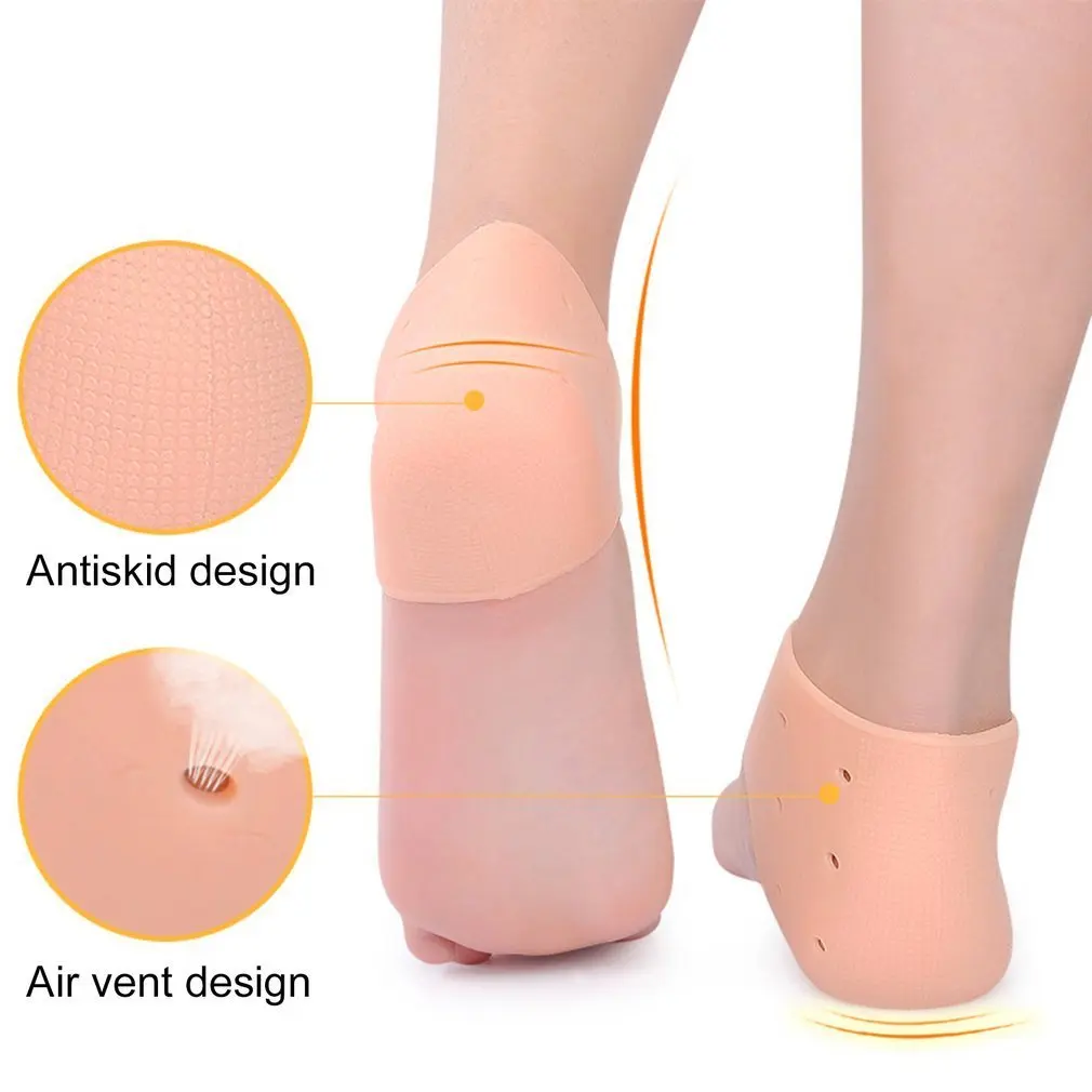 

Силиконовая Подушечка для защиты пятки, Увлажняющие гелевые носки для пятки, треснувший уход за кожей стопы, защита кожи стопы