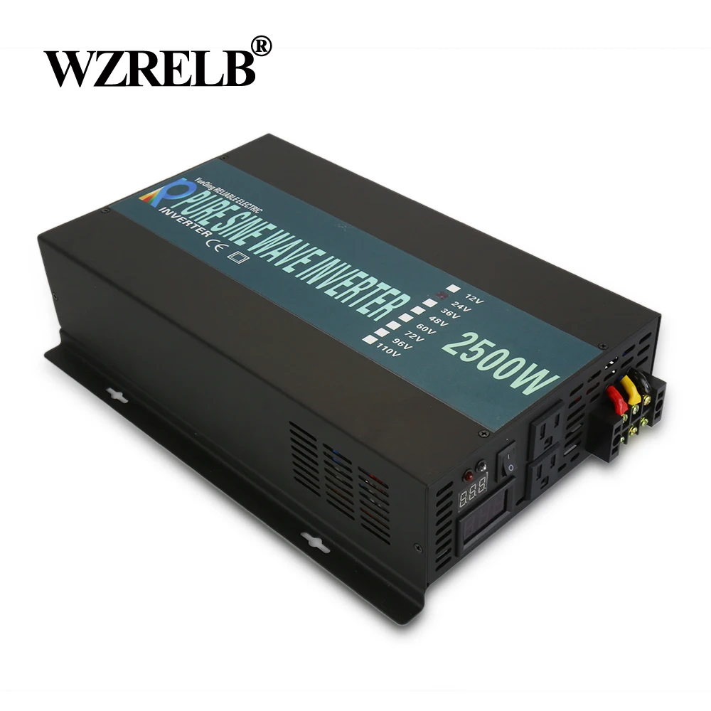 

Off Grid Backup Power Inverter 2500W 12V to 240V Pure Sine Wave Solar Inverter Voltage Converter 24V/48V DC to 120V/220V/230V AC