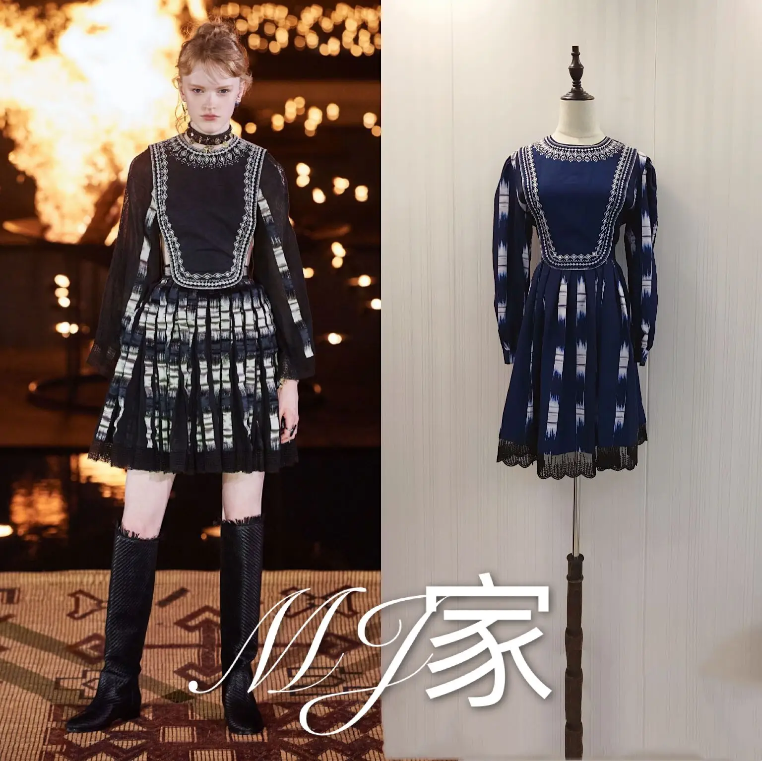 New embroidery long sleeved gradient stripes round collar ornament heavy lantern stitching bud silk waist dress
New embroidery long sleeved gradient stripes round collar ornament heavy lantern stitching bud silk waist dress