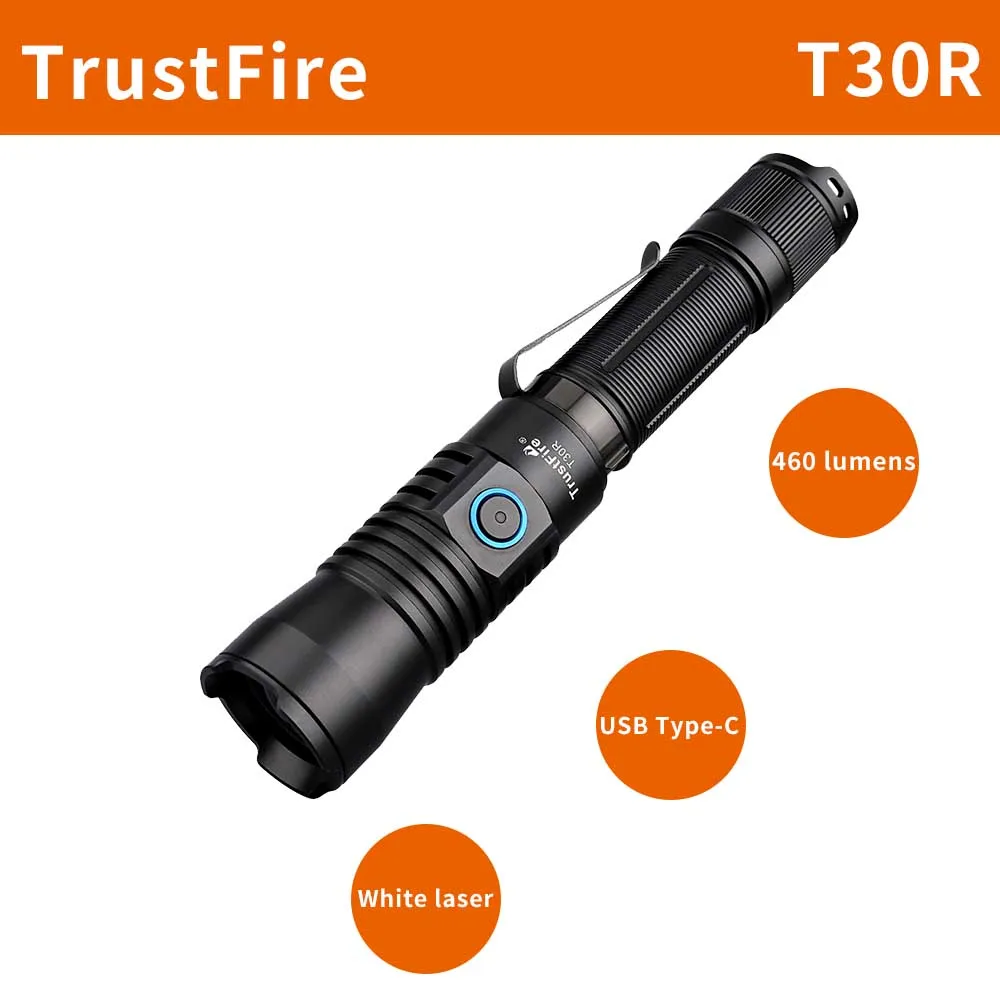 TrustFire T30R лазерный фонарик 460LM USB Тип C тактический фонарик для самообороны фонафонарь 1000 м для охоты
TrustFire T30R лазерный фонарик 460LM USB Тип C тактический фонарик для самообороны фонафонарь 1000 м для охоты