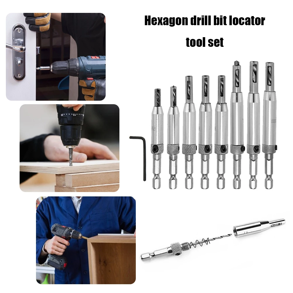 8pcs Self Centering Drill Bits HSS Hinge Locating Hole Hexagon Drill Bit Set Hole Puncher for Doors Woodworking Positioning Tool
8pcs Self Centering Drill Bits HSS Hinge Locating Hole Hexagon Drill Bit Set Hole Puncher for Doors Woodworking Positioning Tool