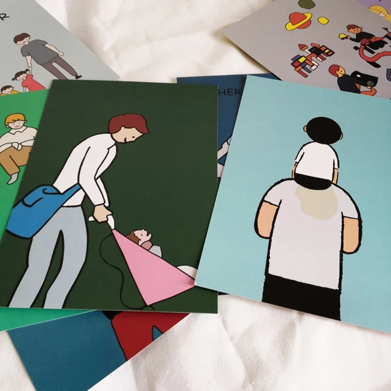 10 Pcs/Set Cartoon Family Map Postcard Double-Sided Graph Wall Decoration Poster