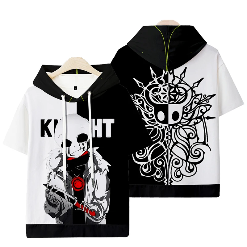 Anime Hollow Knight Short Sleeve Casual Hooded T-Shirt Cosplay Costume Student Fashion Summer Unisex Loose Tee Tops
Anime Hollow Knight Short Sleeve Casual Hooded T-Shirt Cosplay Costume Student Fashion Summer Unisex Loose Tee Tops