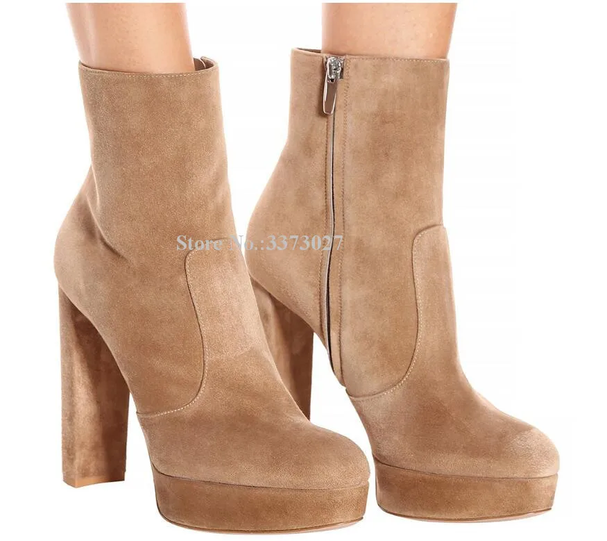 Woman Suede Chunky Heel Platform Ankle Boots Fashion Round Toe Large Size Thick Heel Short Boots Lady Sexy New OL Out Fits Shoes
Woman Suede Chunky Heel Platform Ankle Boots Fashion Round Toe Large Size Thick Heel Short Boots Lady Sexy New OL Out Fits Shoes