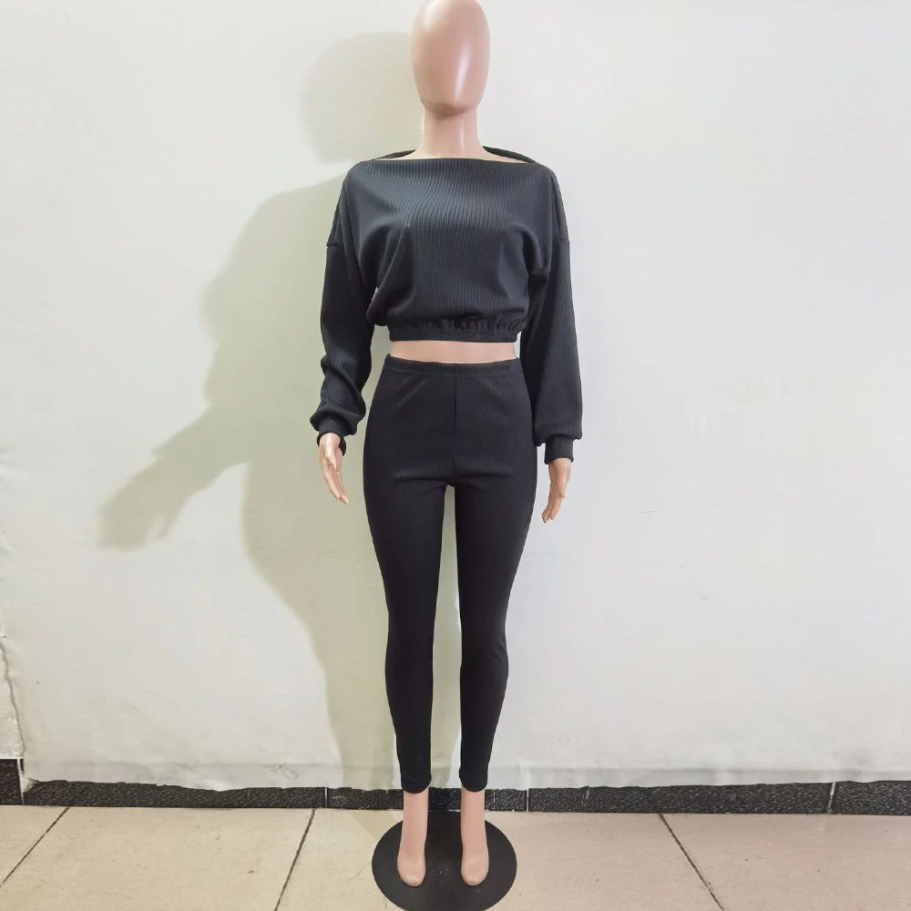 Elasitc Hight Ribbed Knitted Suits Autumn Winter Clothes for Women One Shoulder Long Sleeve Crop Top and Bandage Pant 2 Pcs Sets
Elasitc Hight Ribbed Knitted Suits Autumn Winter Clothes for Women One Shoulder Long Sleeve Crop Top and Bandage Pant 2 Pcs Sets