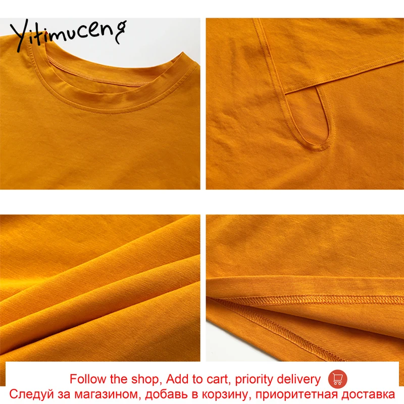 Yitimuceng Orange Woman Tshirts O-neck Hollow Out Comfortable Tops Irregular Short Solid Clothes Fashion Casual Plus Size Tees
Yitimuceng Orange Woman Tshirts O-neck Hollow Out Comfortable Tops Irregular Short Solid Clothes Fashion Casual Plus Size Tees