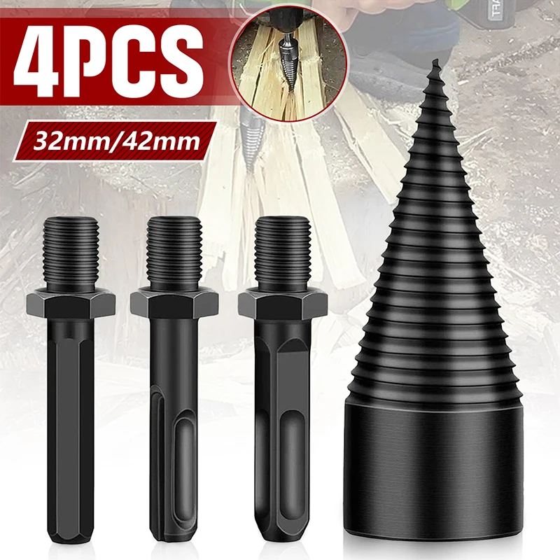 4Pcs 32/42mm Round/Square/Hexagonal Shank Firewood Drill Bit Splitter Wood Split Cone Drill Bit For Tree Cutting
4Pcs 32/42mm Round/Square/Hexagonal Shank Firewood Drill Bit Splitter Wood Split Cone Drill Bit For Tree Cutting