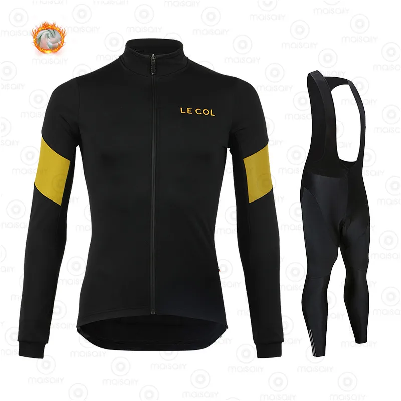 2021 LE COL Winter Fleece Pro Cycling Jersey Set Mountian Bicycle Clothes Wear Ropa Ciclismo Racing Bike Clothing | Спорт и